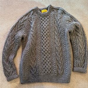 Gilligan & O'Malley Dark Charcoal / Brown Fisherman Cable Knit Sweater